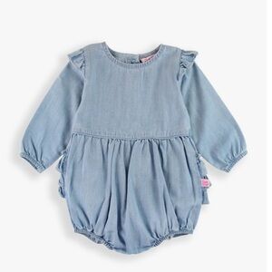 Ruffle Butts Blue Chambray Baby Girl Romper